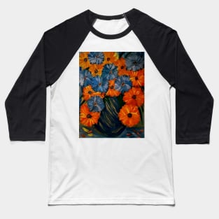 blue and orange abtsract flowers. Baseball T-Shirt